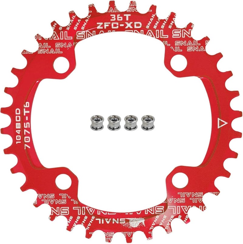 FOMTOR 104 BCD Chainring (30-52T) 7-12 Speed Compatible CNC 7075 Aluminum Narrow Wide Tooth Round Oval Chainrings for MTB/Road Bike Ebike Chainwheel Black/Red - Image 1